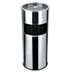 Mülleimer mit Aschenbecher, Metall, Inox